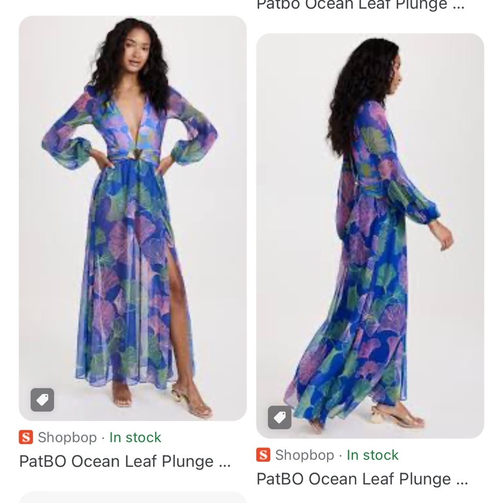 PatBo ocean leaf plunge maxi dress